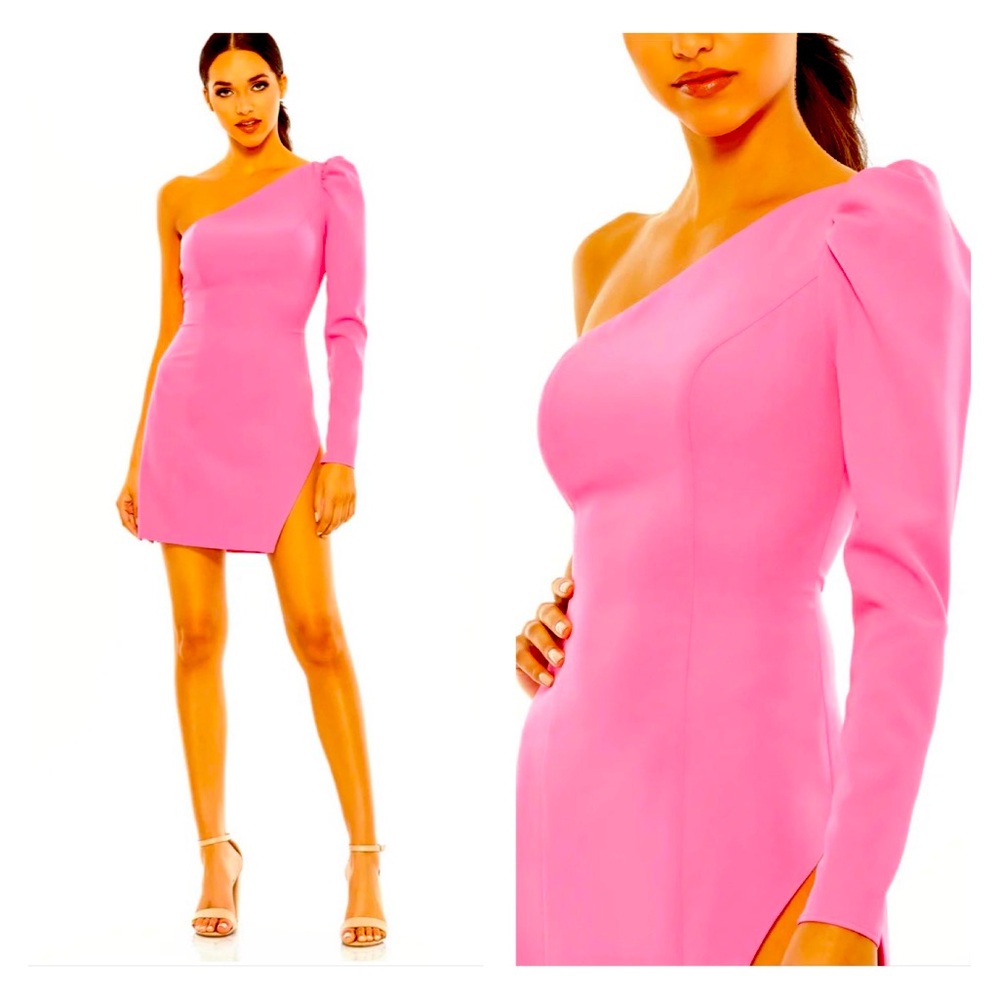 Mac Duggal One Sleeve Split Hem Cocktail Dress